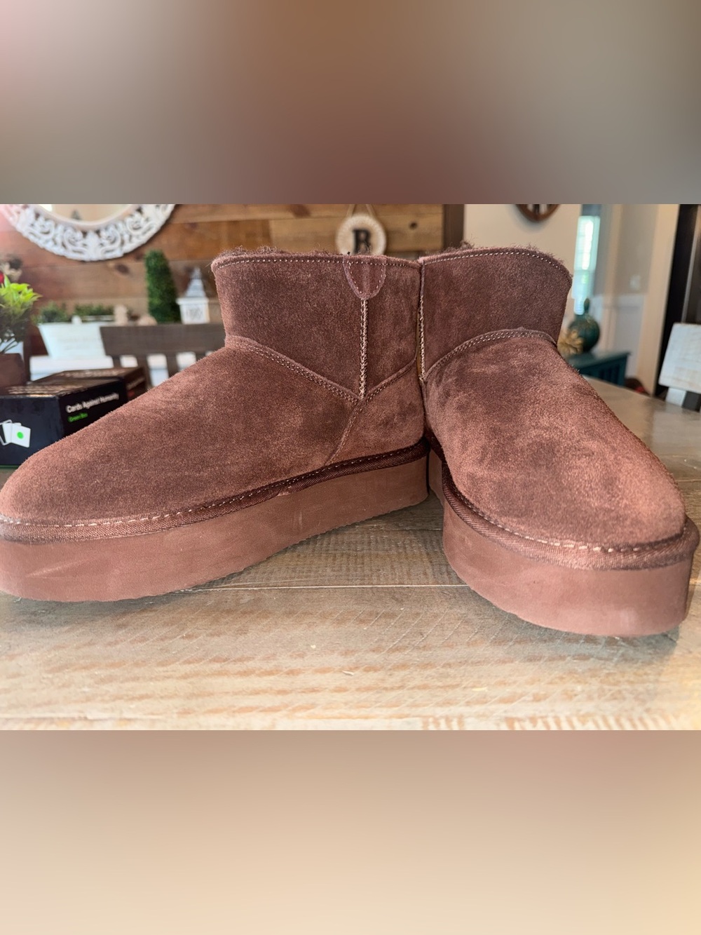 BearPaw Women's Chestnut Suede Short Platform Boots